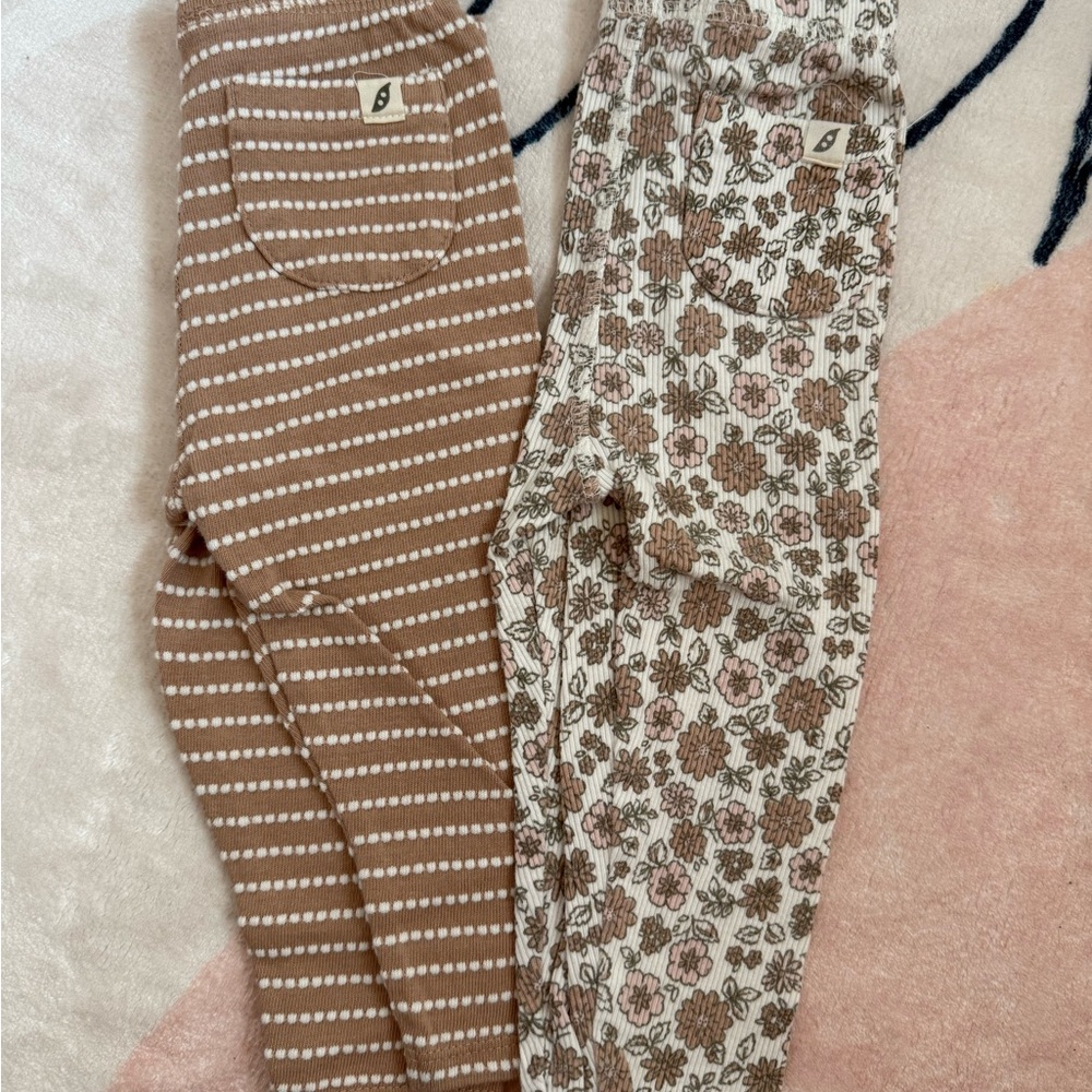 Brown Striped and Floral Kids Bottoms